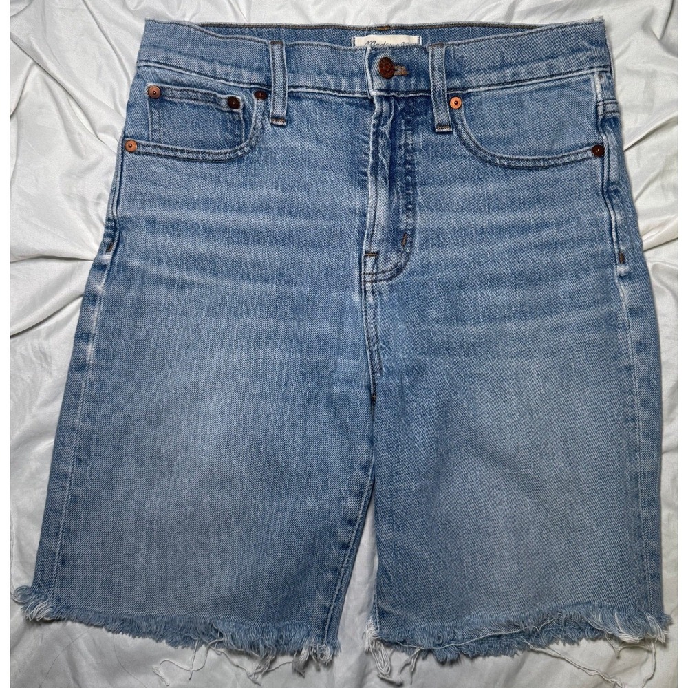 Madewell The Perfect Vintage Crop Jean Shorts Womens 26T Light‎ Wash Raw Hem